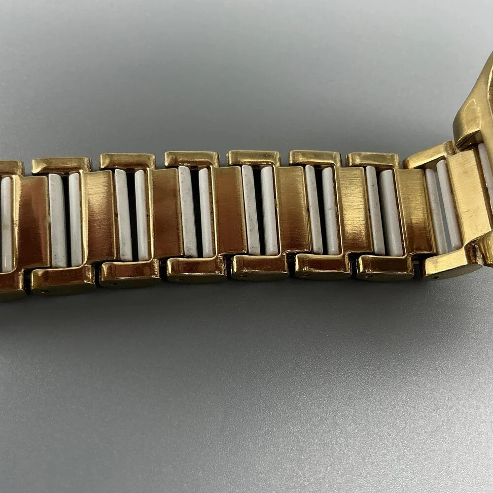Peugeot Womens Watch 35mm Gold Tone MOP Crystal Bezel New Battery 7.25